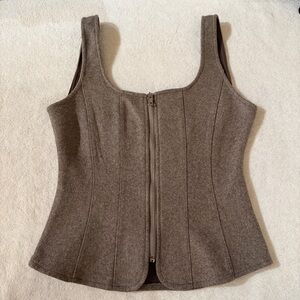 Zara Brown Zipper Corset Style Top